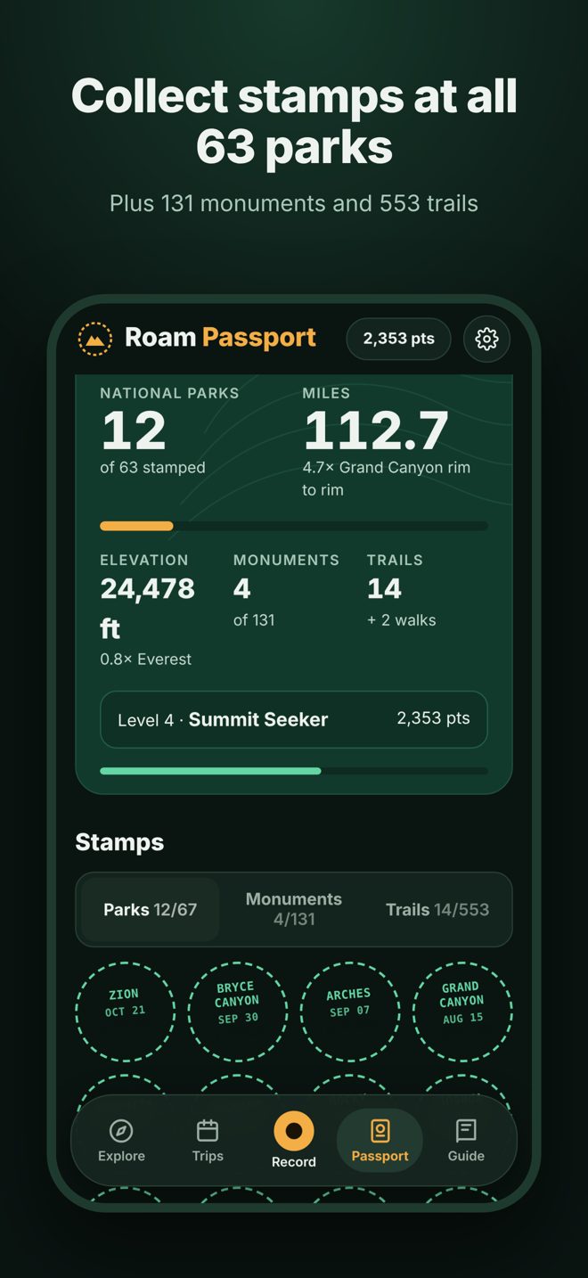 Park stamps grid